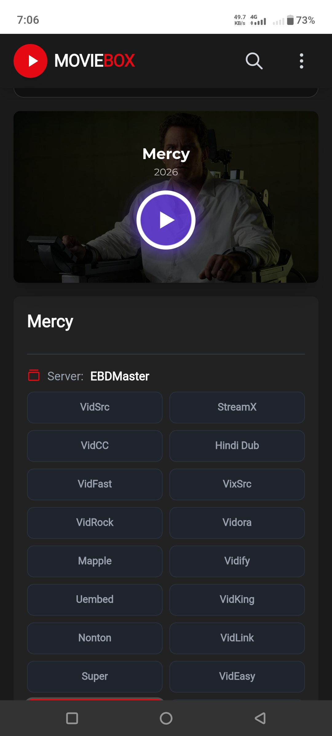 MovieBox Player Screen